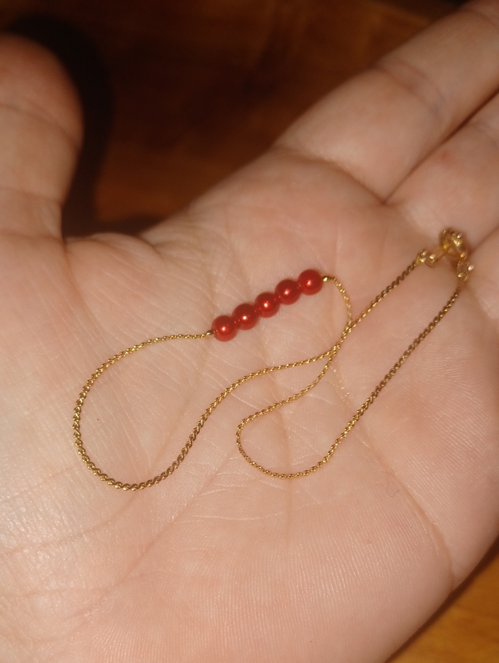 Vintage 14KGF Red Coral Style Minimalist Ankle Bracelet 9.5
